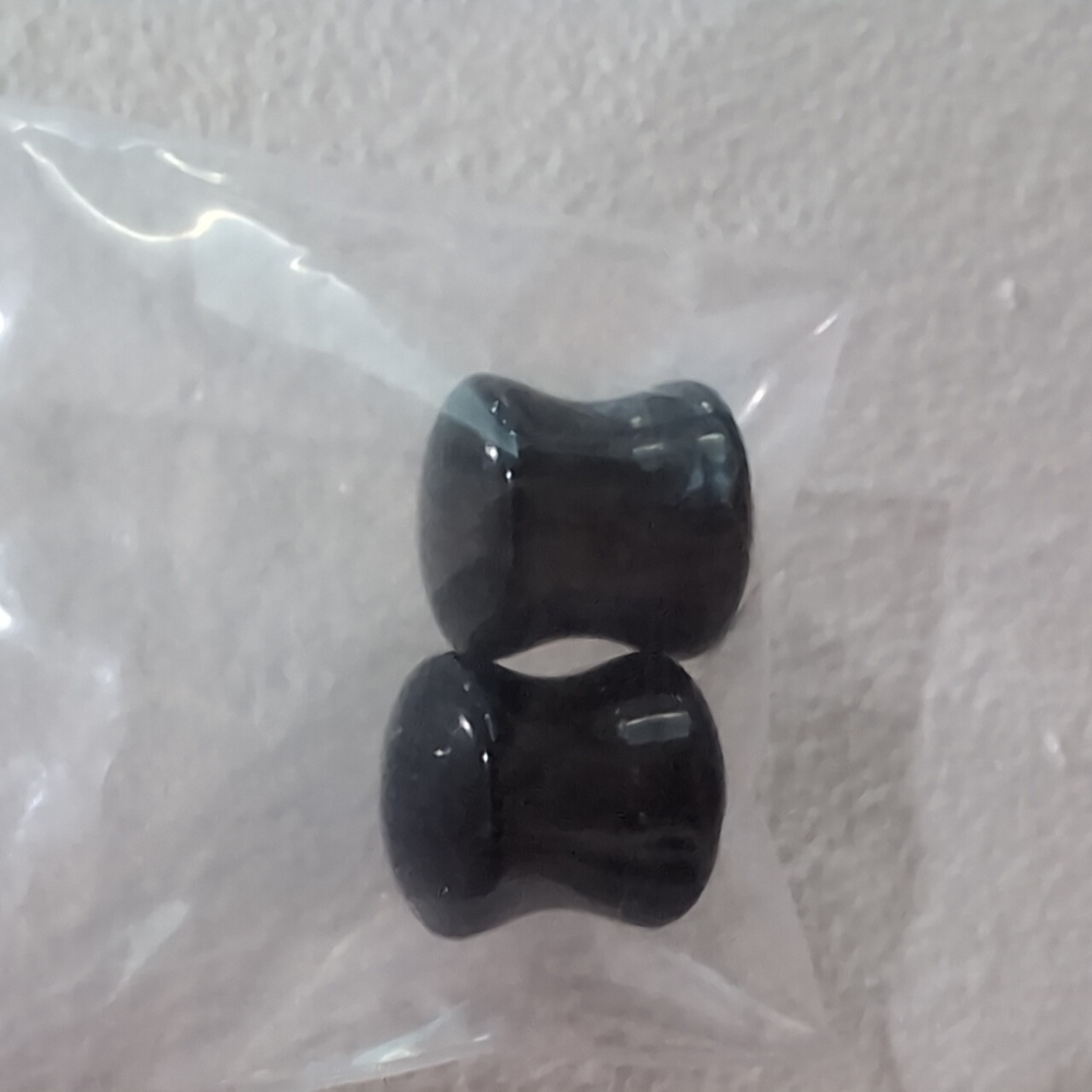 10MM 00G Golden Obsidian Stone Plugs - Picture 2 of 4